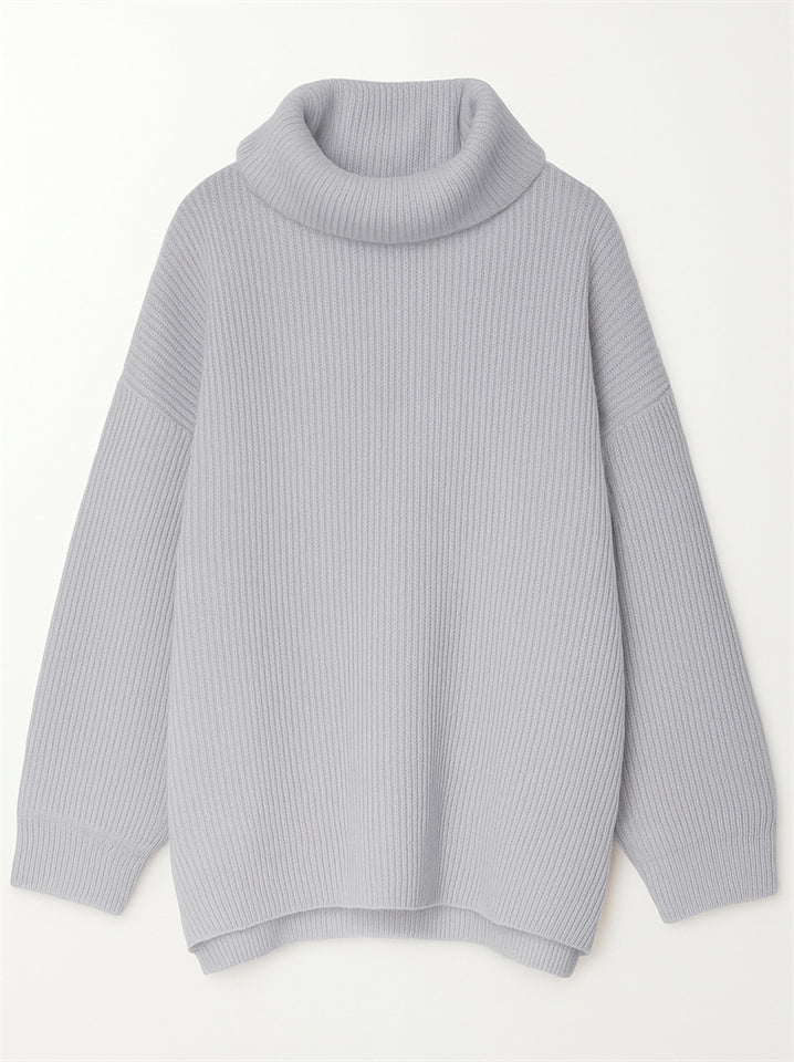 Women's Simple High Neck Solid Color Long Sleeve Loose Sweater