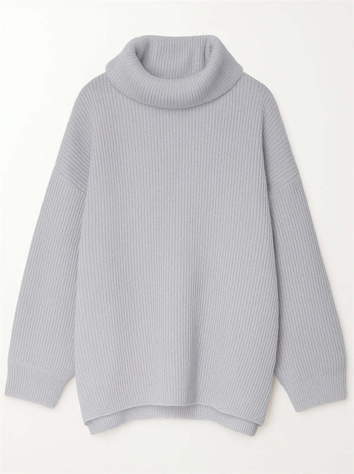 Women's Simple High Neck Solid Color Long Sleeve Loose Sweater