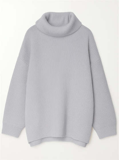 Women's Simple High Neck Solid Color Long Sleeve Loose Sweater