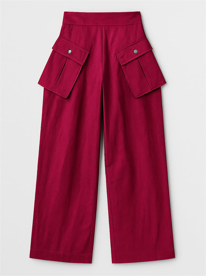 Women's Fashion Casual Detachable Pockets Wide Leg Pants