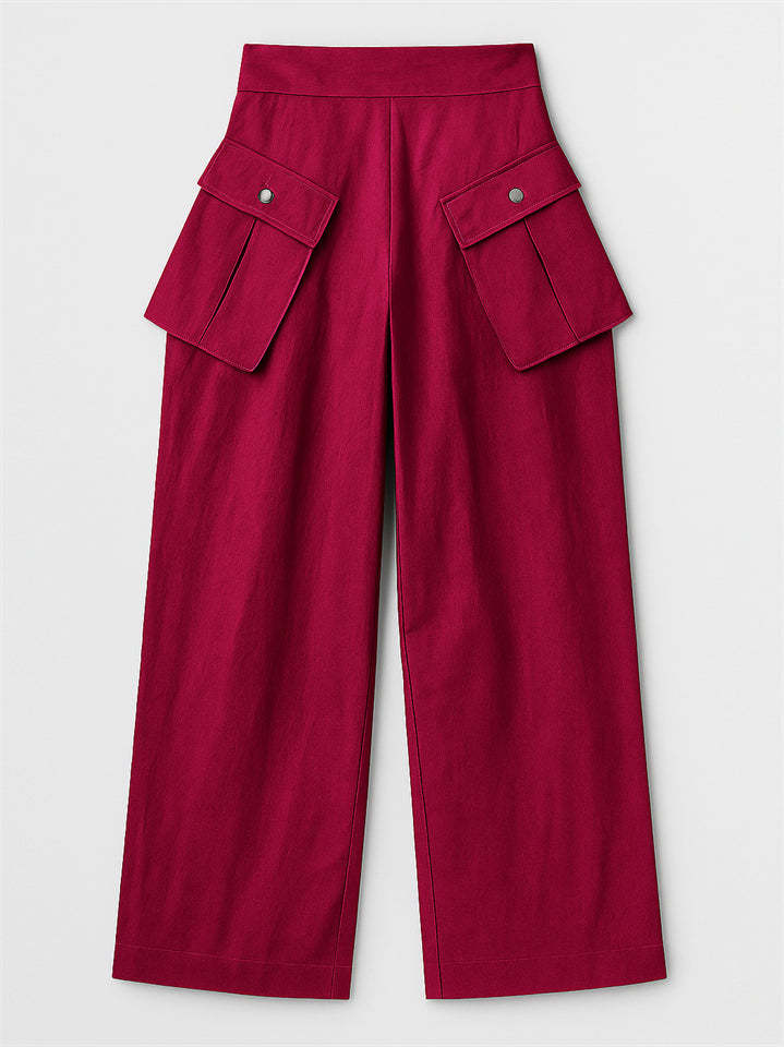 Women's Fashion Casual Detachable Pockets Wide Leg Pants