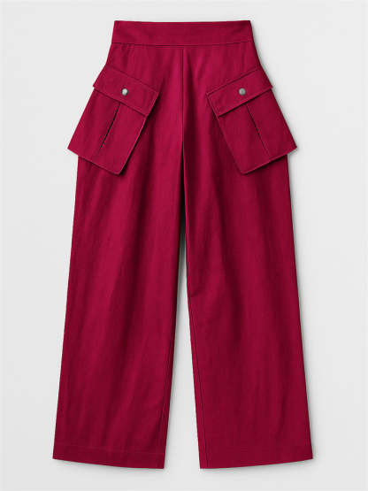 Women's Fashion Casual Detachable Pockets Wide Leg Pants