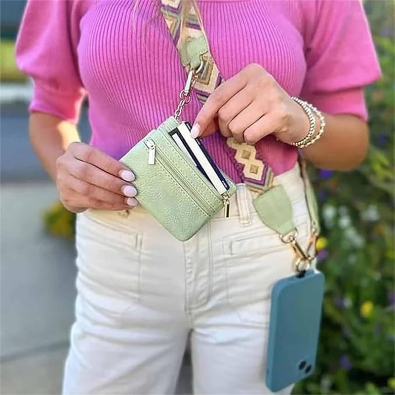 Clip & Go Phone Strap Stretchable Crossbody String with Zippered Wall