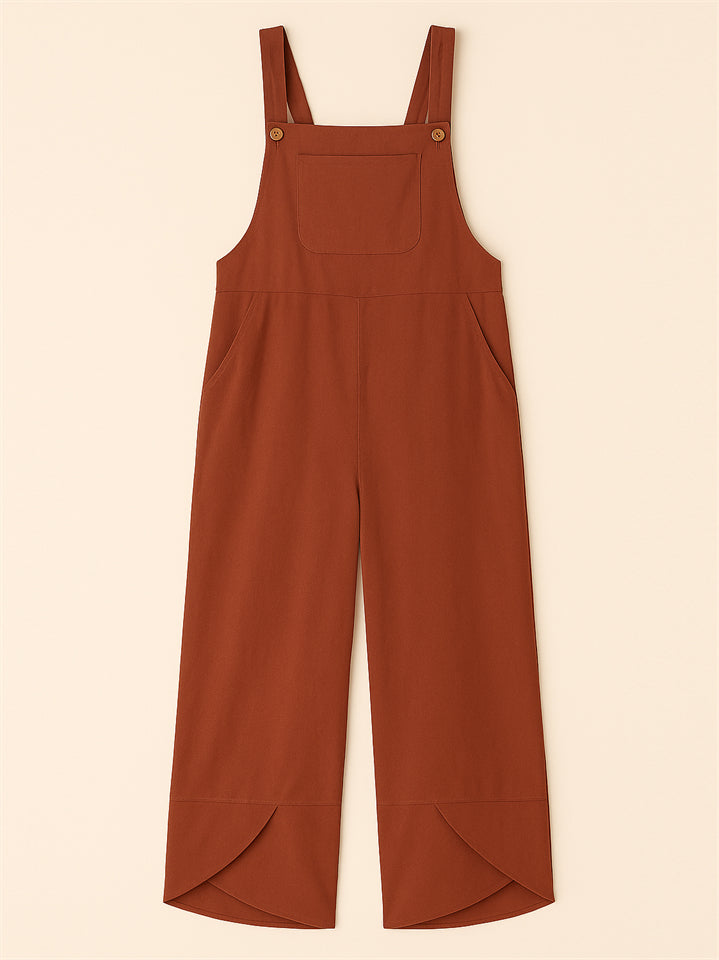 Women's Casual Solid Color Strap Dungarees Overall Cropped Jumpsuits