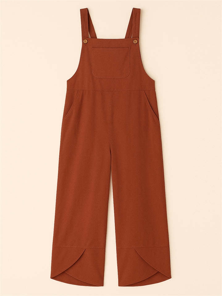 Women's Casual Solid Color Strap Dungarees Overall Cropped Jumpsuits