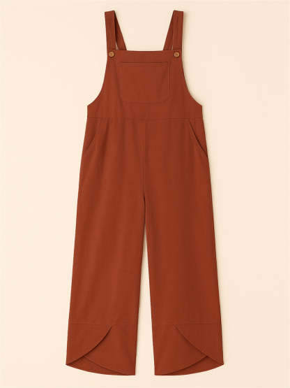 Women's Casual Solid Color Strap Dungarees Overall Cropped Jumpsuits