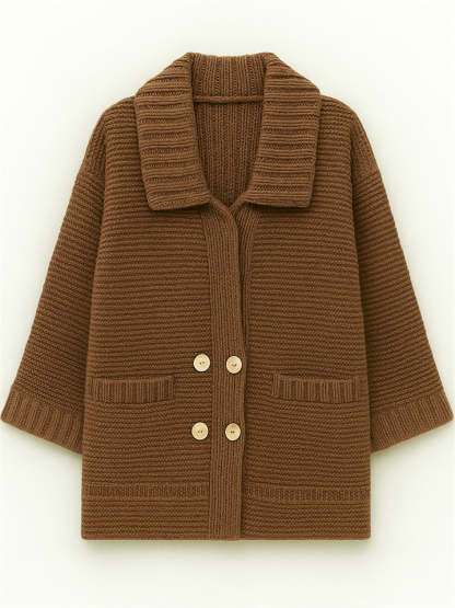 Plus Size Winter Solid Color Double Breasted Cardigan Knitted Sweaters