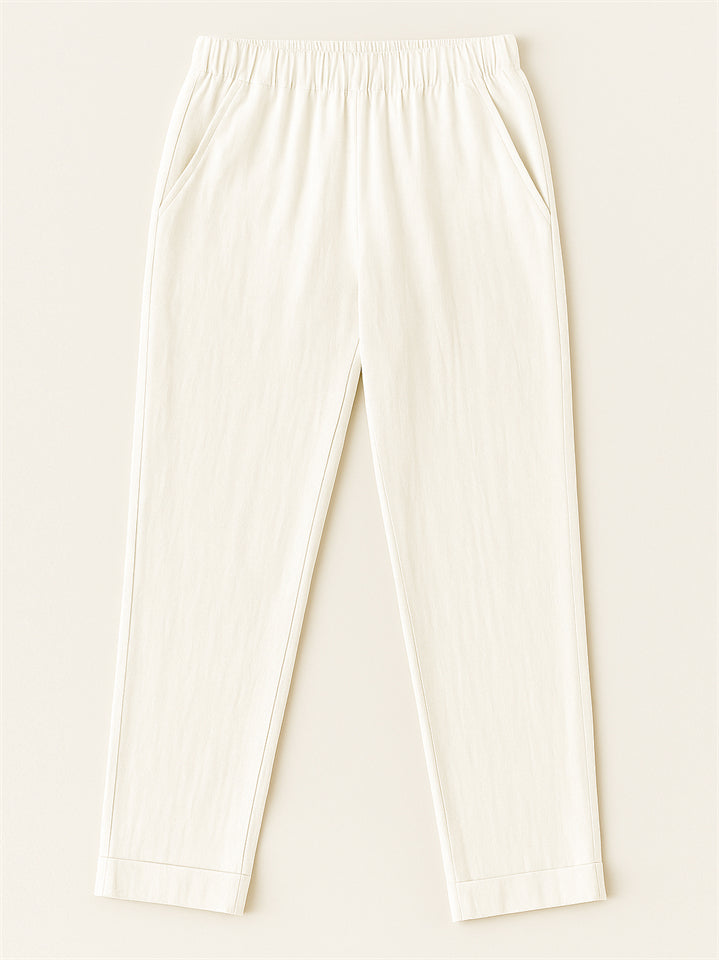 Summer Causal Solid Color Comfy Staight Leg Pants for Women