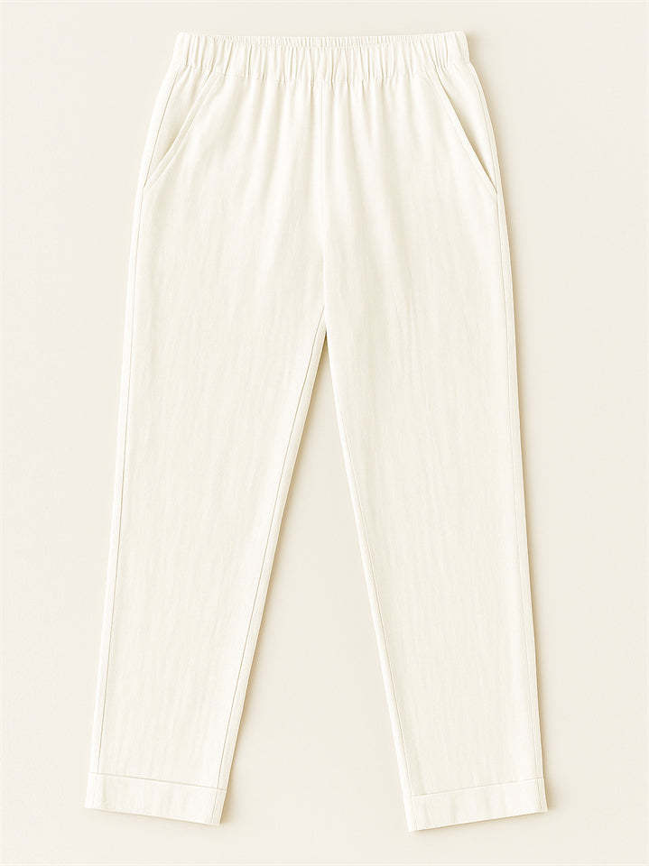 Summer Causal Solid Color Comfy Staight Leg Pants for Women
