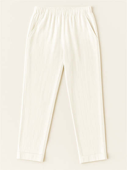 Summer Causal Solid Color Comfy Staight Leg Pants for Women