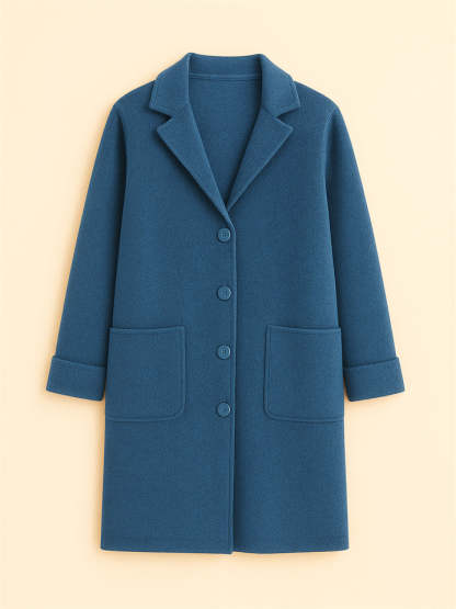 Female Autumn Solid Color Single Breasted Lapel Mid-length Coats