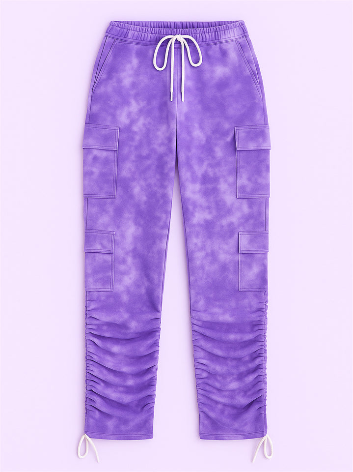 Women's Vintage Outdoor Printed Fitted Cargo Pants with Pockets