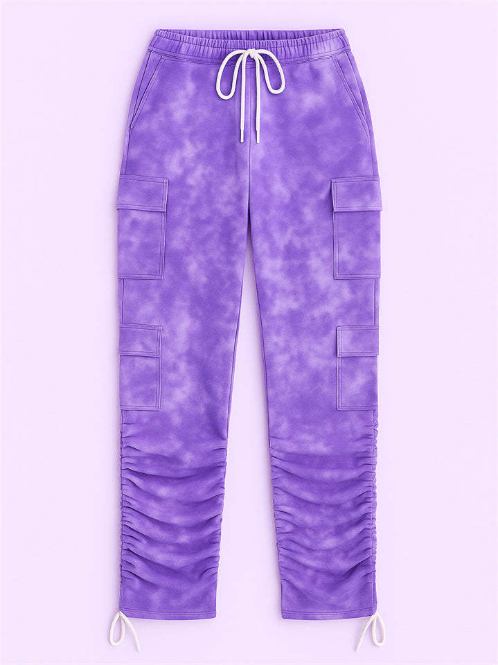 Women's Vintage Outdoor Printed Fitted Cargo Pants with Pockets