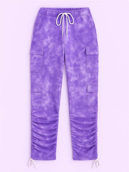 Women's Vintage Outdoor Printed Fitted Cargo Pants with Pockets