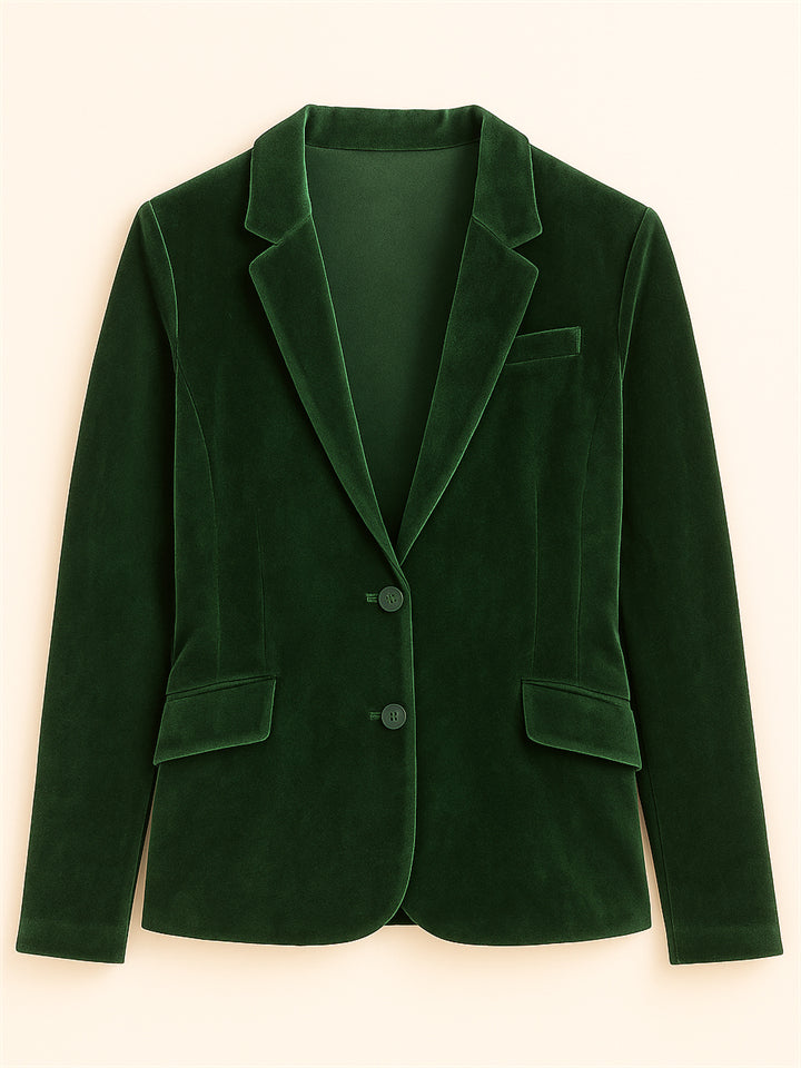 Women's Vintage Solid Color Velvet Lapel Single Breasted Blazer