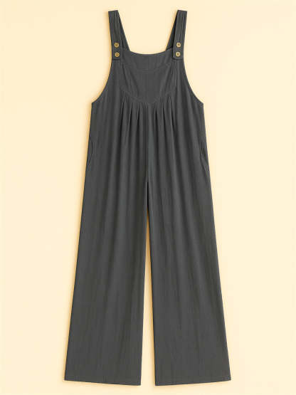Women's Summer Casual Solid Color Strappy Wide Leg Jumpsuits