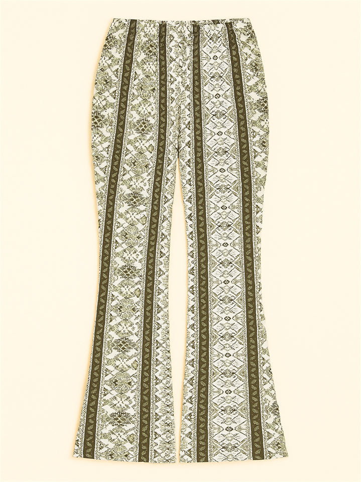 Sexy Women's Elastic Skinny Fitted Printed Flare Pants