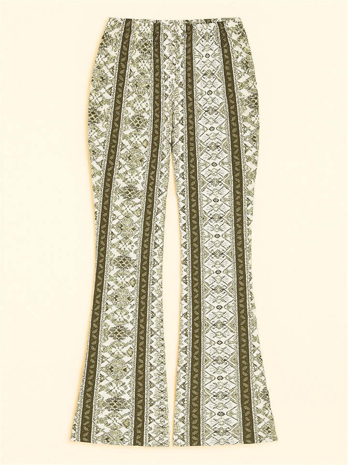 Sexy Women's Elastic Skinny Fitted Printed Flare Pants