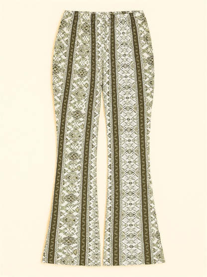 Sexy Women's Elastic Skinny Fitted Printed Flare Pants