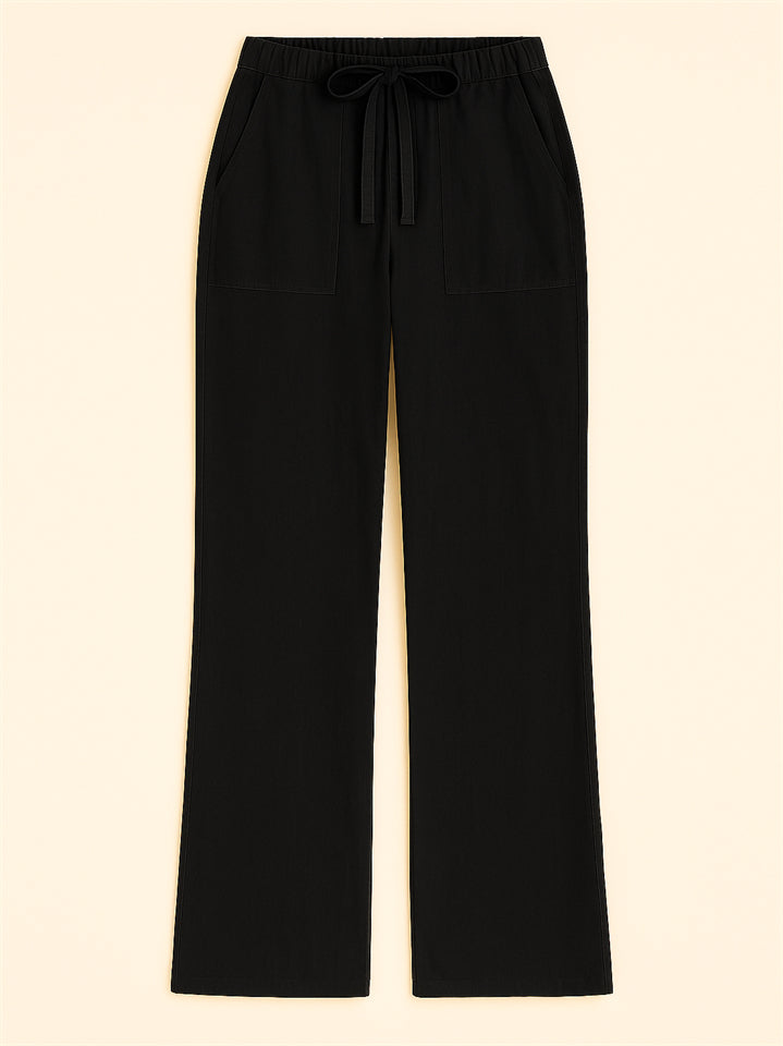 Women's Casual Solid Color Straight-Leg Drawstring Pants