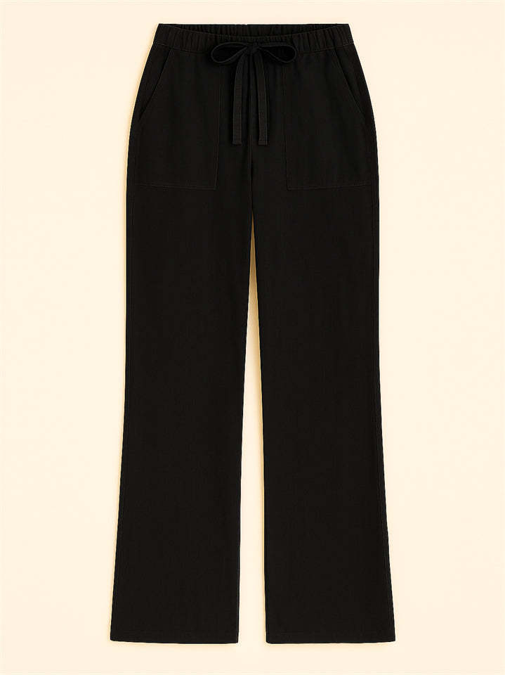 Women's Casual Solid Color Straight-Leg Drawstring Pants