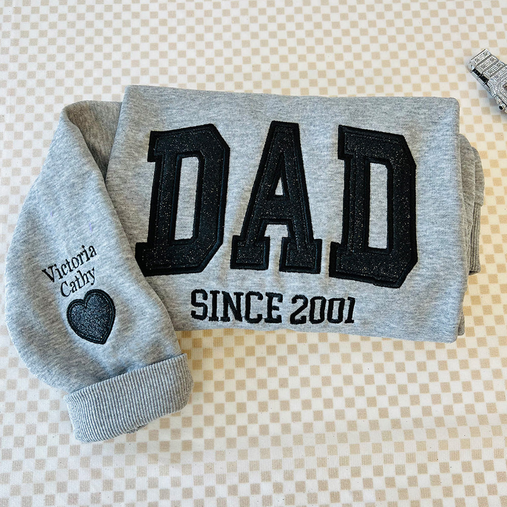 50%OFF👔Custom Updated Embroidered Glitter Vinyl Dad Hoodie/Sweatshirt