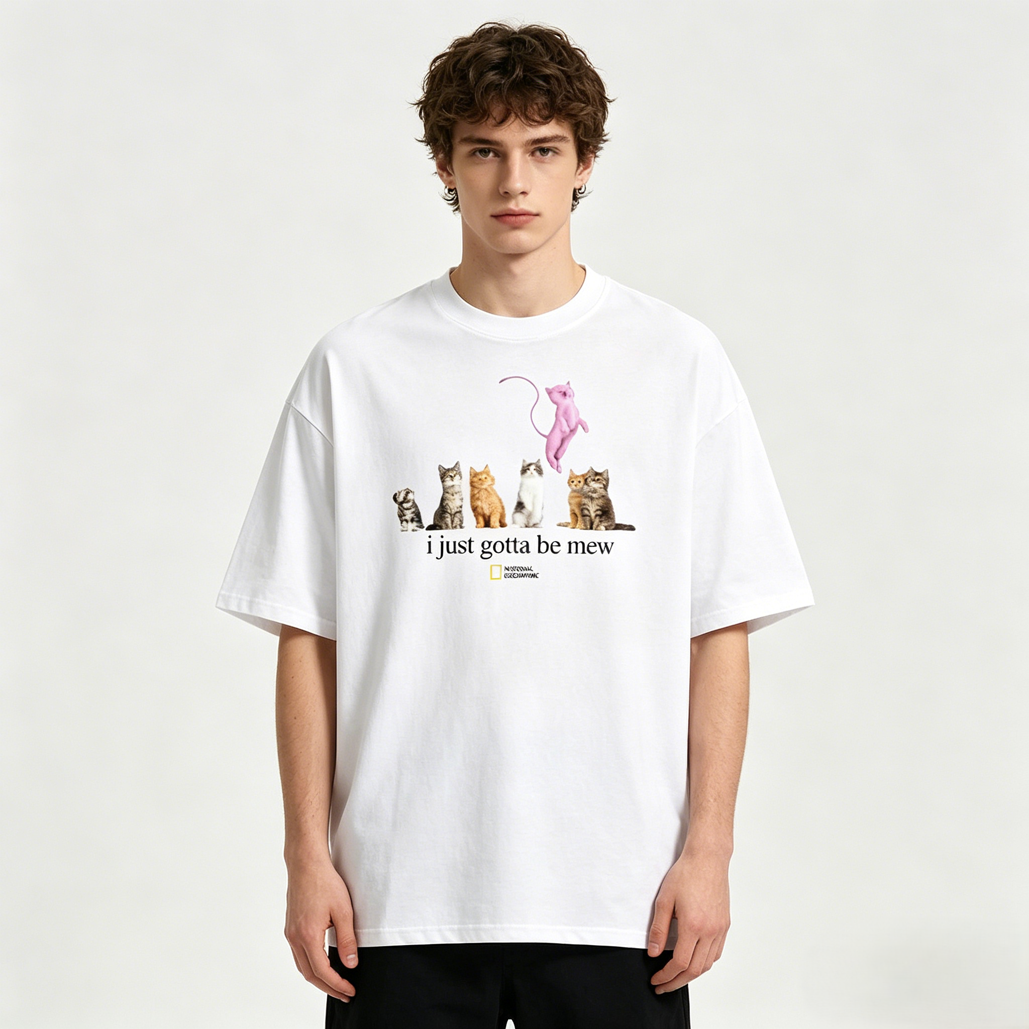 National Geographic "I Just Gotta Be Mew" Cat Oversized T-Shirt