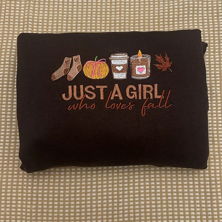 Just A Girl Who Loves Fall Embroidered Sweatshirt
