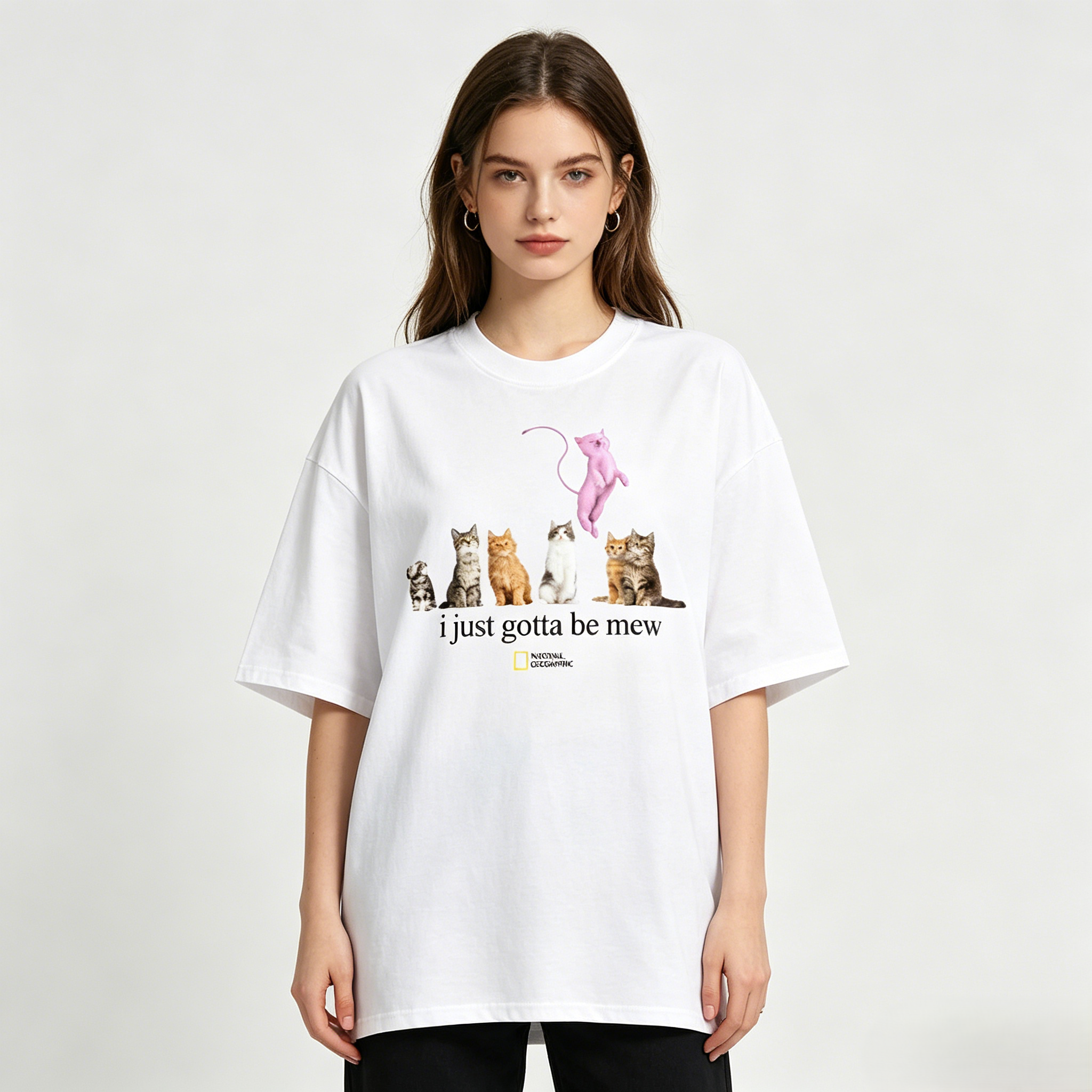 National Geographic "I Just Gotta Be Mew" Cat Oversized T-Shirt