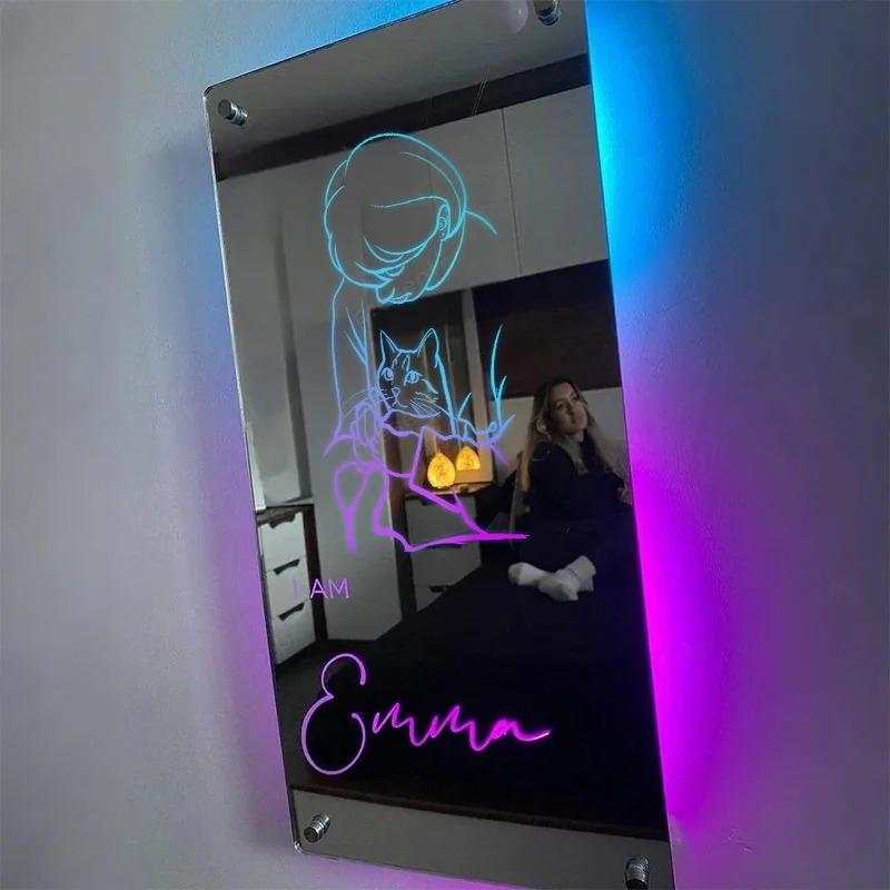 Customized Family & Pet Photo Mirror Light