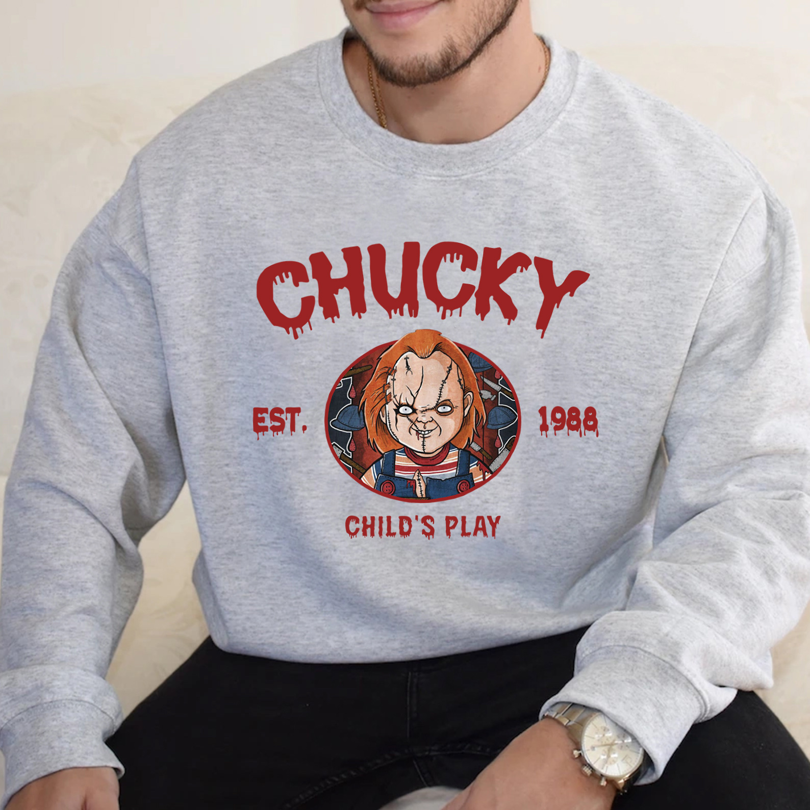 Vintage Halloween Characters Sweatshirt,Hallow Movie Chucky Shirt