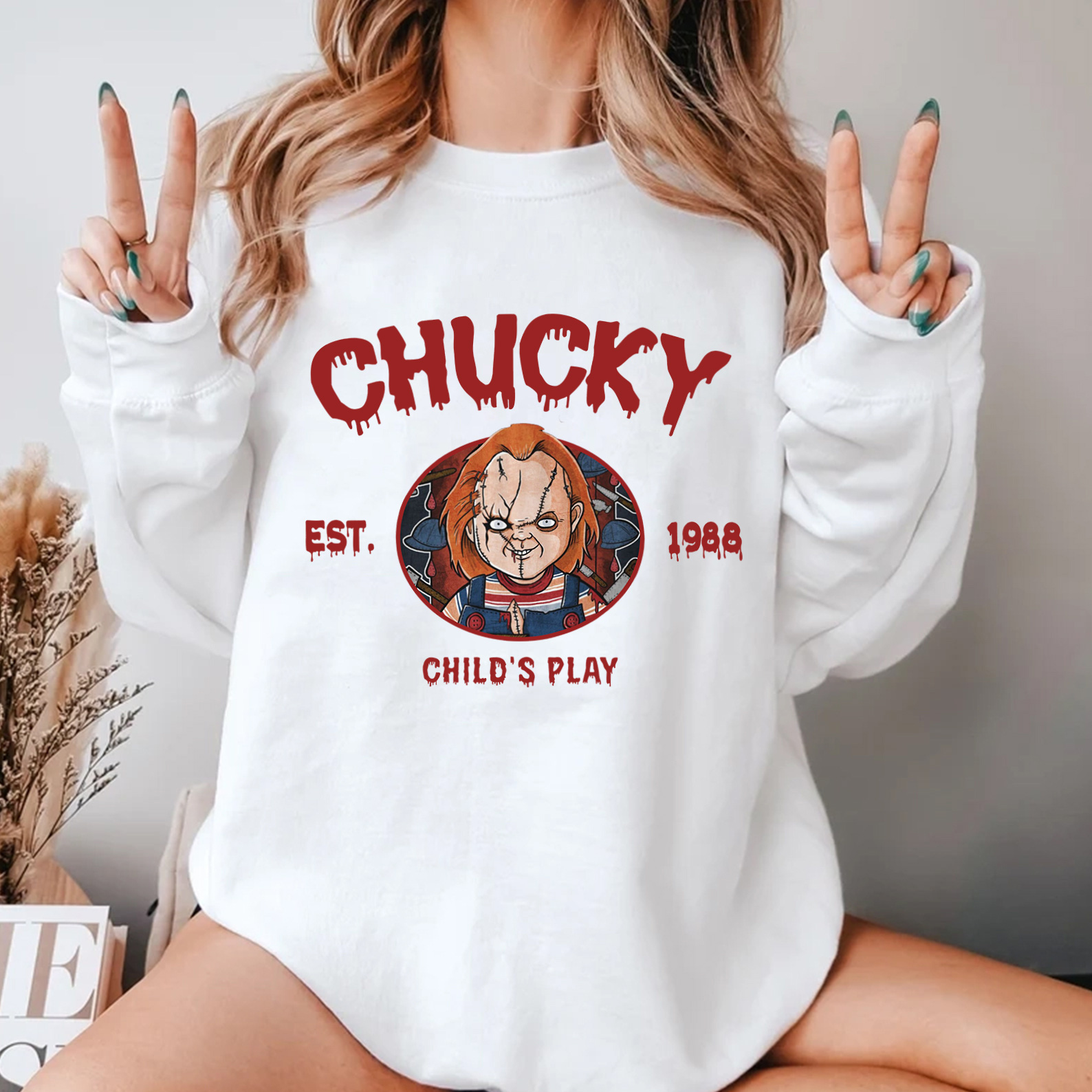 Vintage Halloween Characters Sweatshirt,Hallow Movie Chucky Shirt