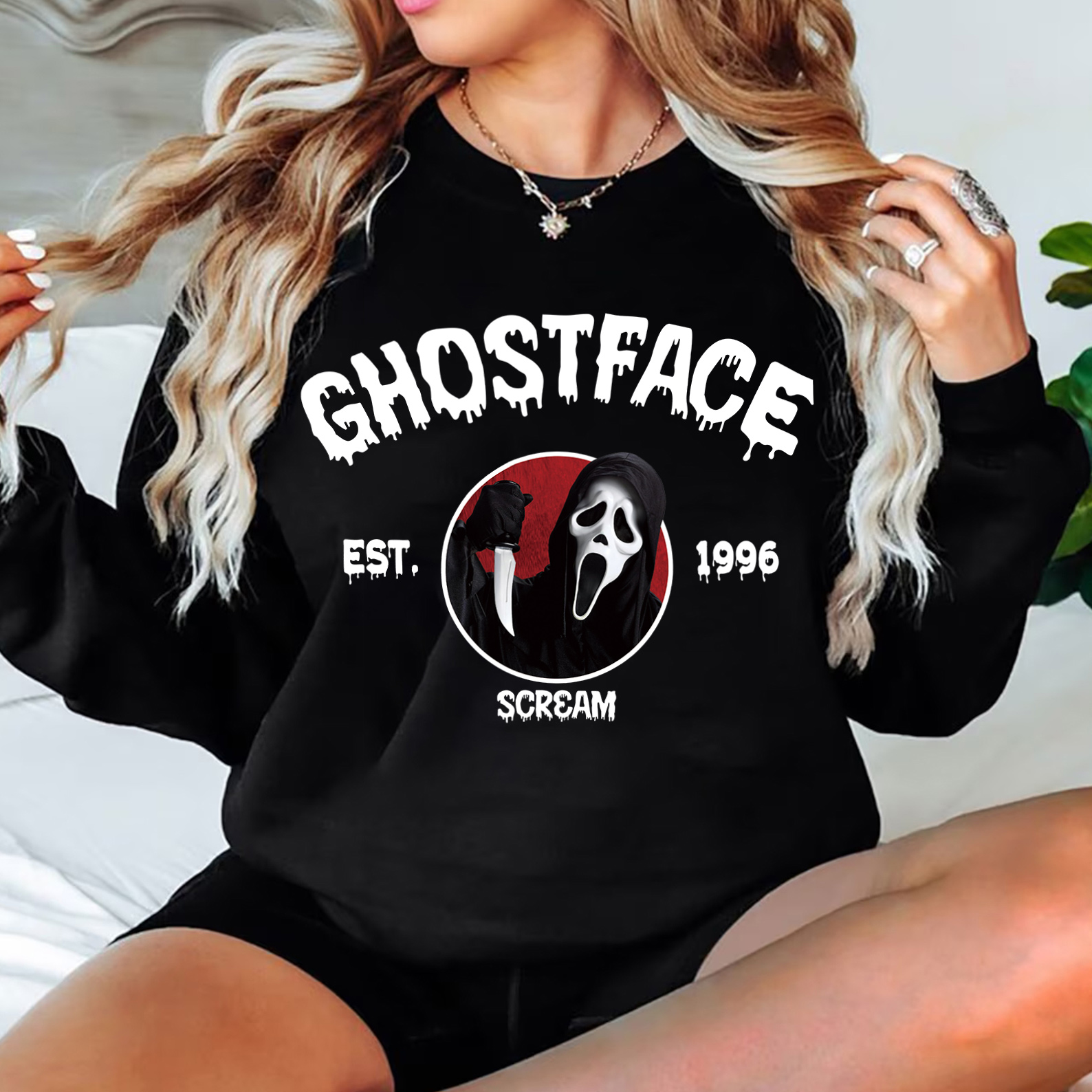 Vintage Halloween Characters Sweatshirt,Horror Movie Ghostface Shirt