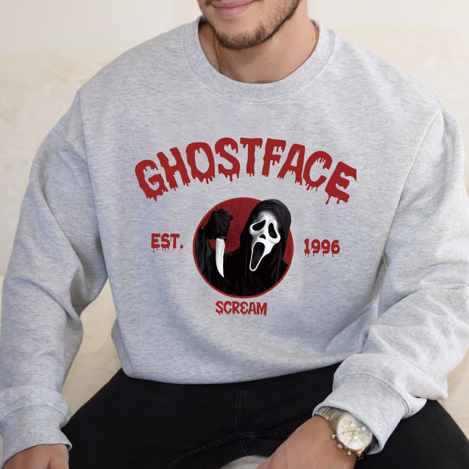 Vintage Halloween Characters Sweatshirt,Horror Movie Ghostface Shirt