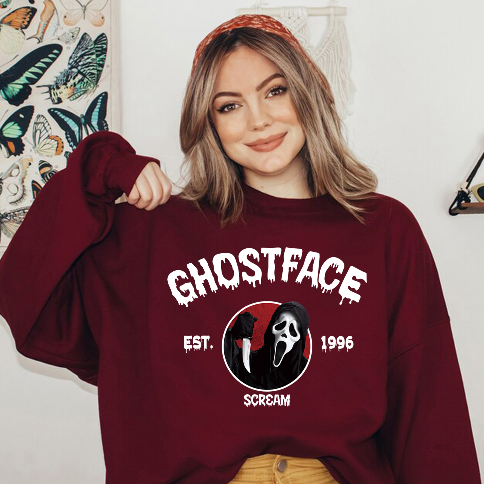 Vintage Halloween Characters Sweatshirt,Horror Movie Ghostface Shirt