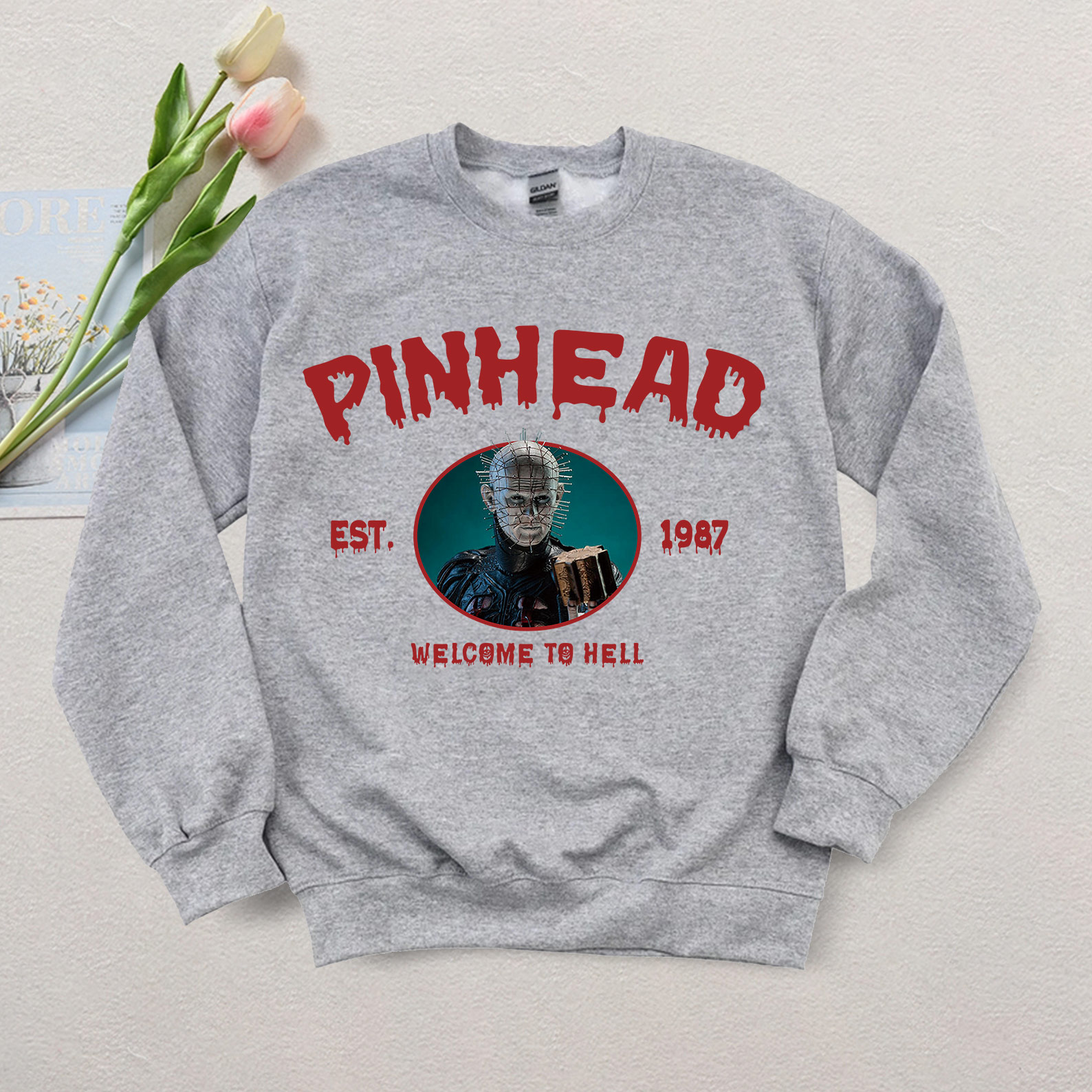Customized Vintage Halloween Characters Sweatshirt,Horror Movie Pinned Shirt