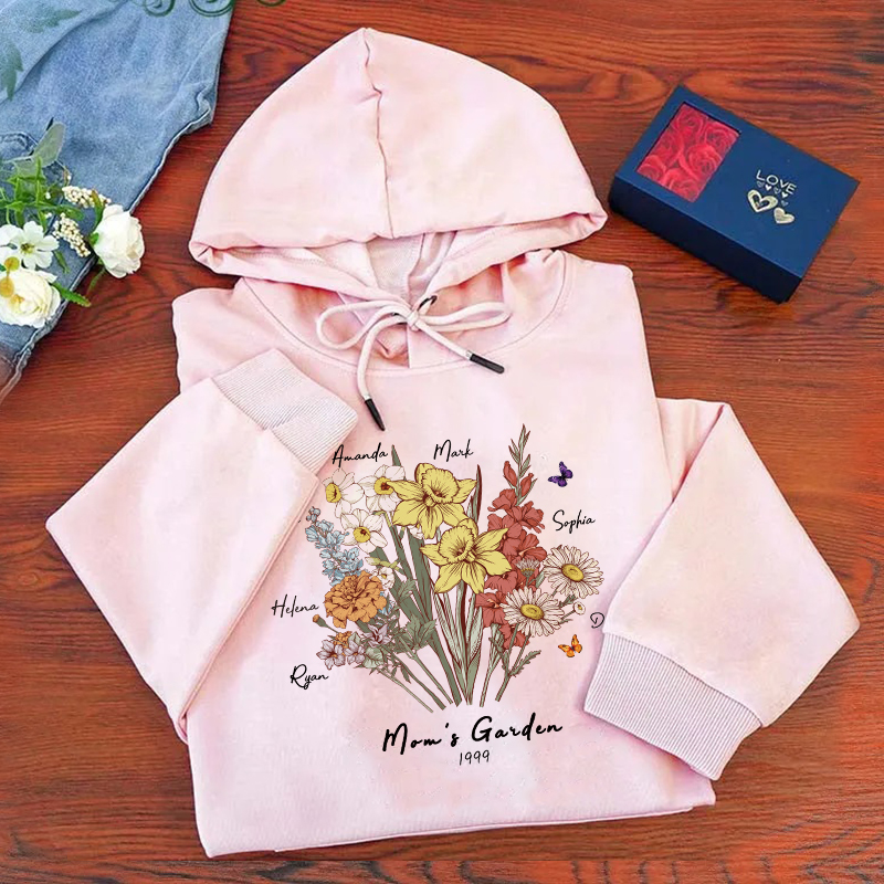 Butterfly Birth Flower Family Bouquet Custom Hoodie/Crewneck/T-shirt (AI Processed)