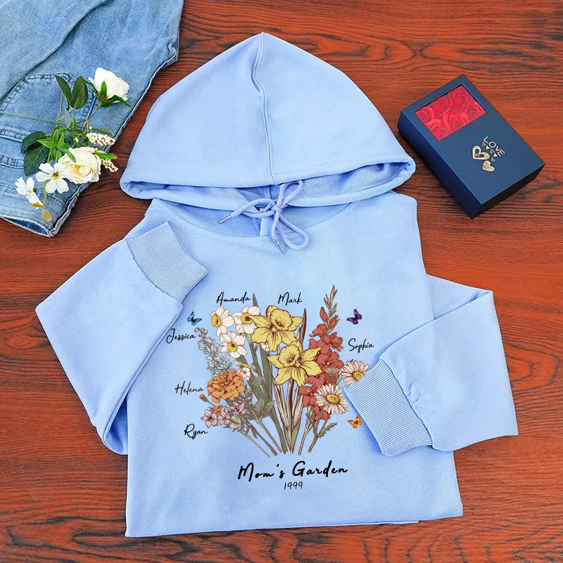 Butterfly Birth Flower Family Bouquet Custom Hoodie/Crewneck/T-shirt (AI Processed)