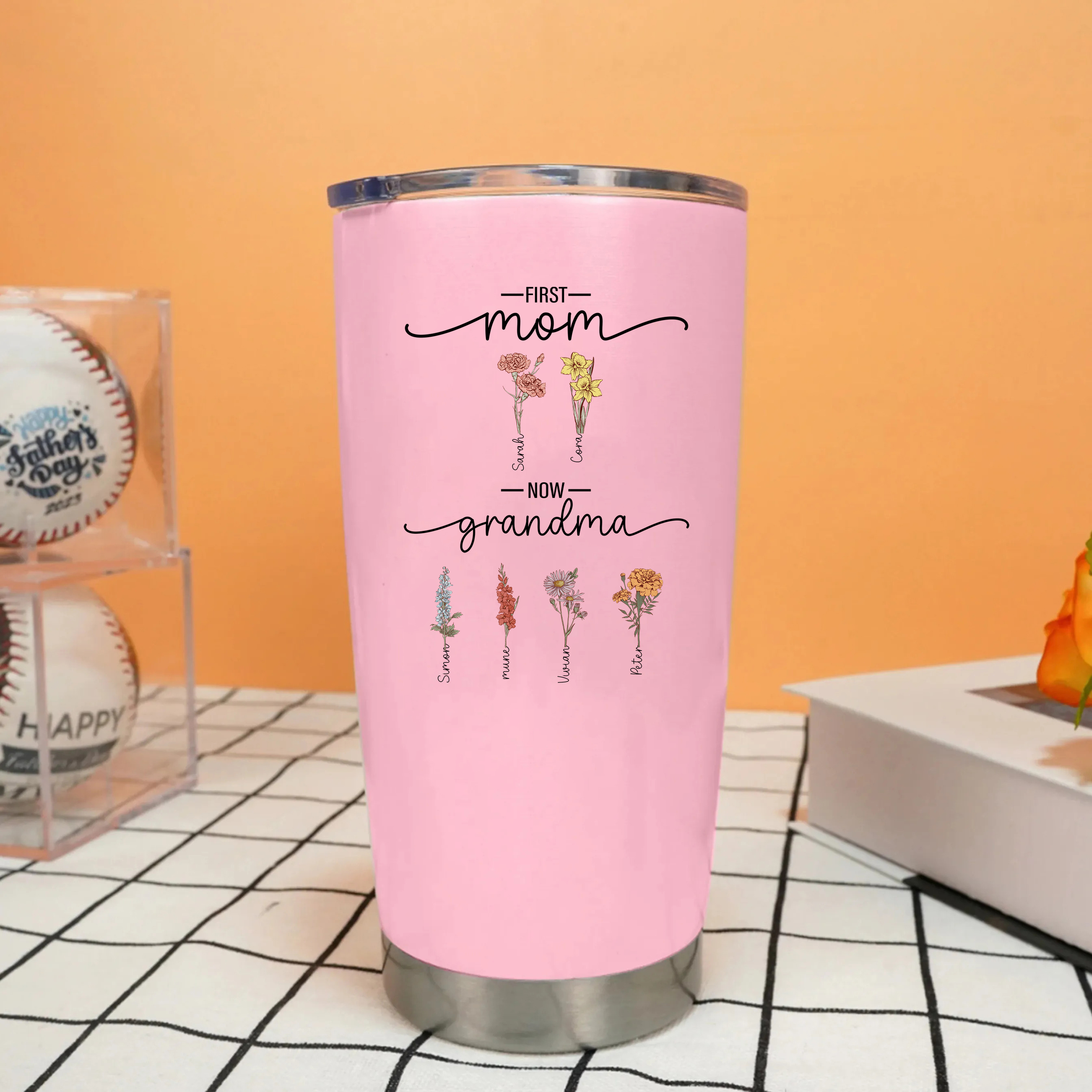 [Copy]Birth Flower Family Bouquet Custom Stainless Steel Tumbler