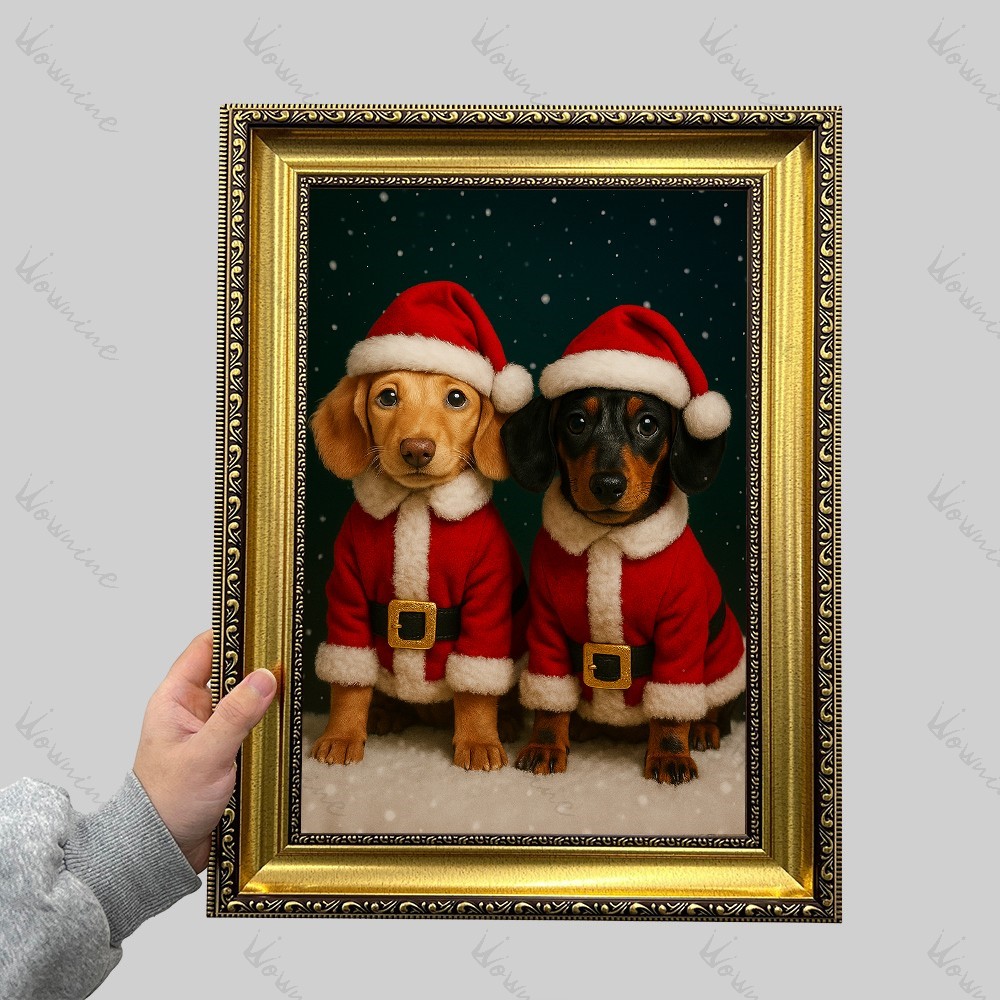 Custom Christmas Pet Art Canvas Frame Portrait