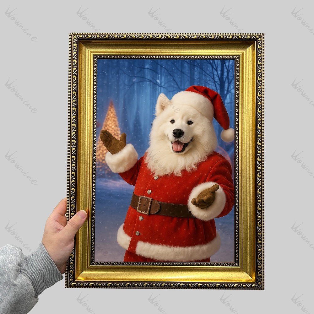 Custom Christmas Pet Art Canvas Frame Portrait