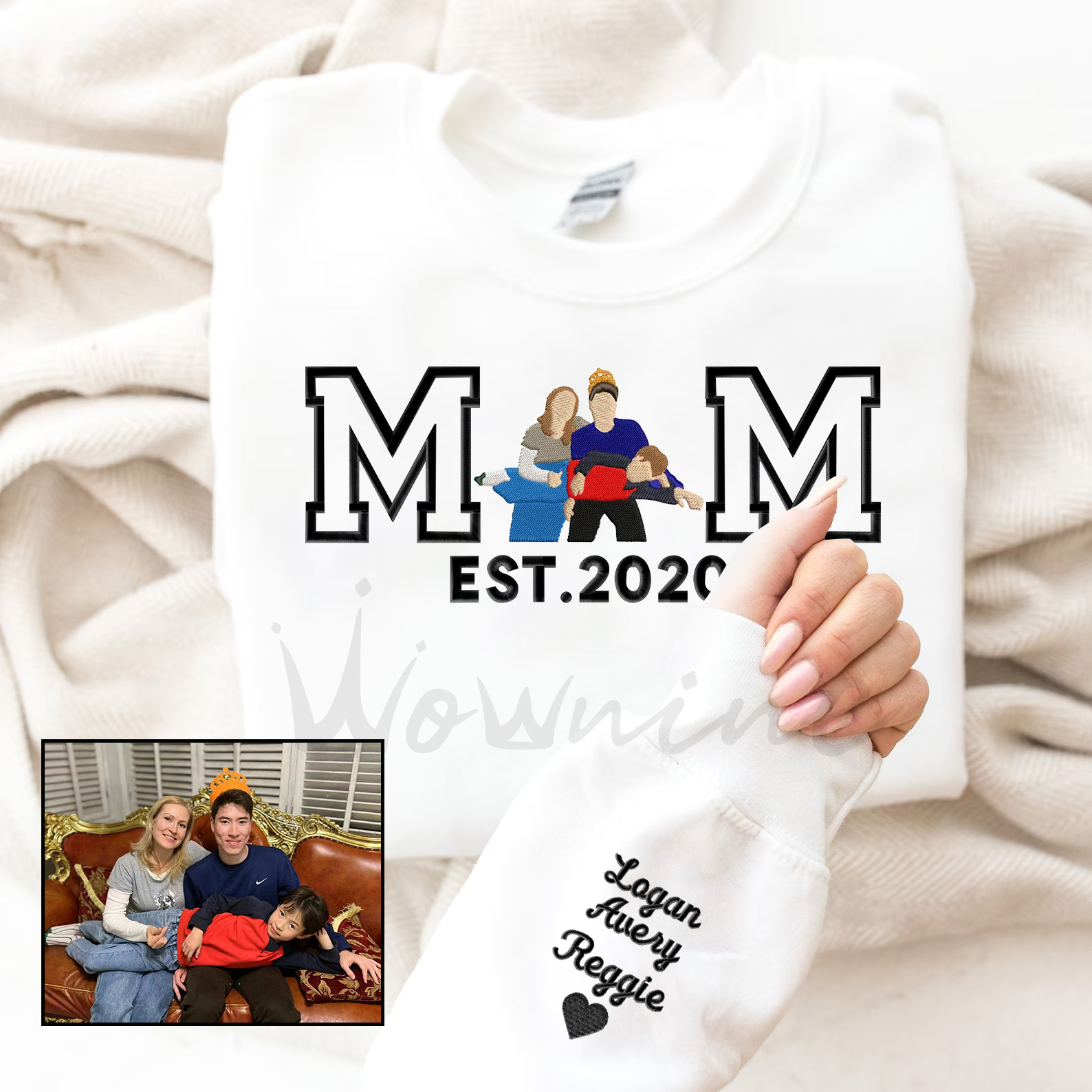 Embroidery caricature Family Custom Hoodie/Crewneck/T-shirt