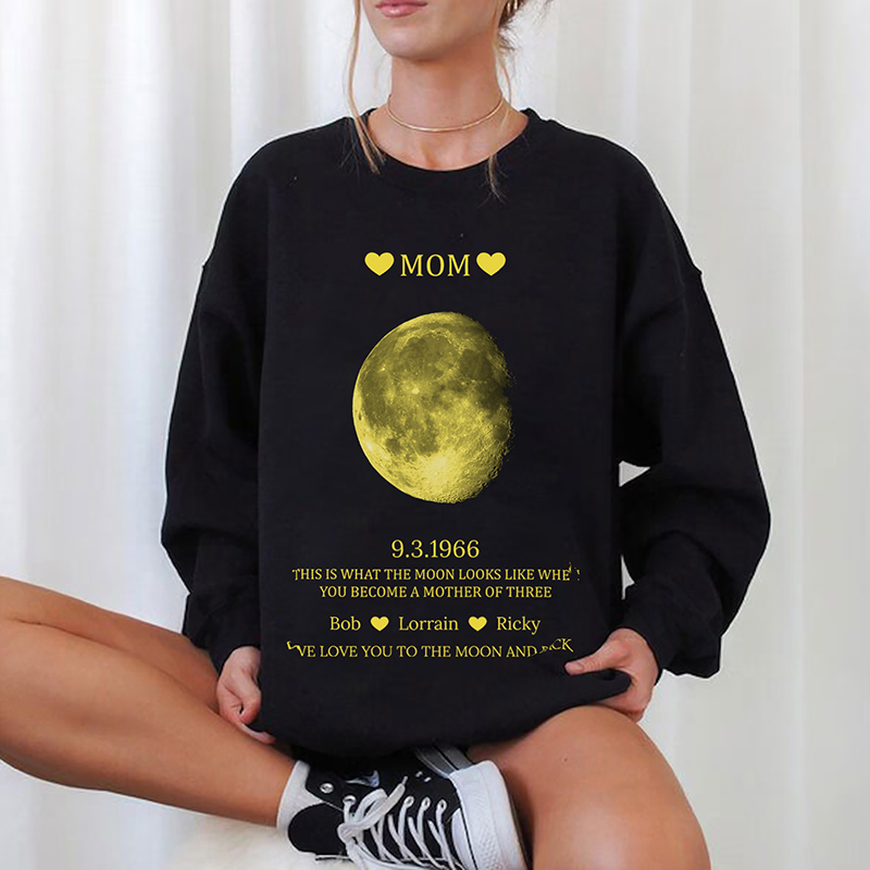 A Unique Mother's Day Gift Celebrating Your Special Bond-Custom Moon Phase T-Shirt/Crewneck/Hoodie