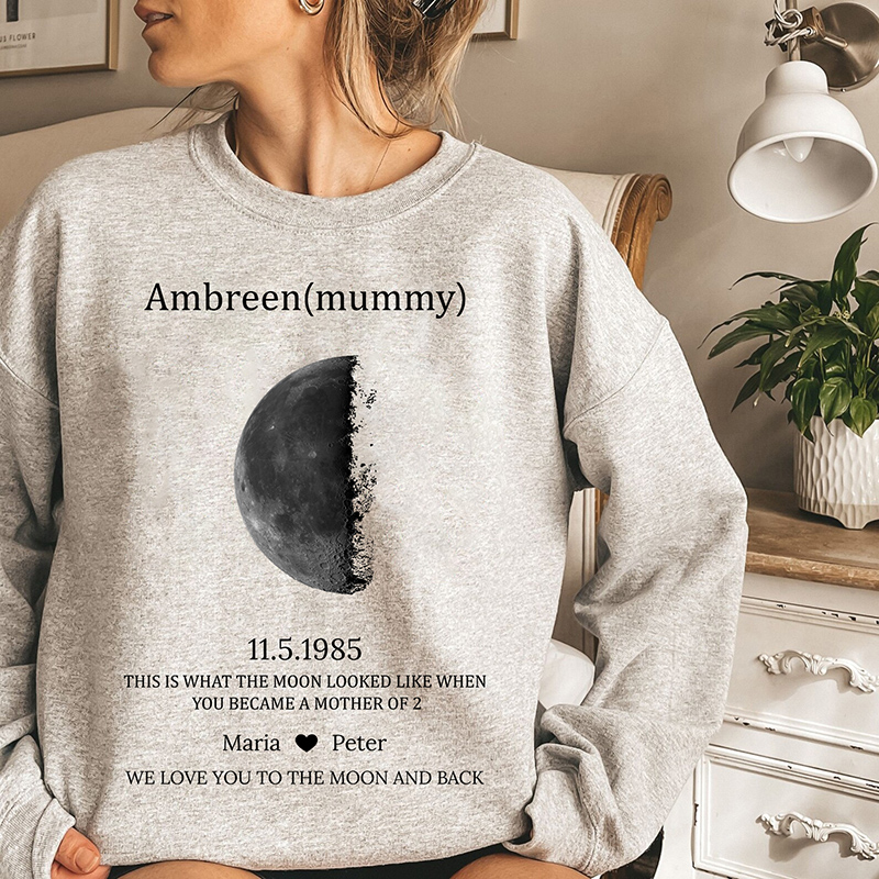 A Unique Mother's Day Gift Celebrating Your Special Bond-Custom Moon Phase T-Shirt/Crewneck/Hoodie