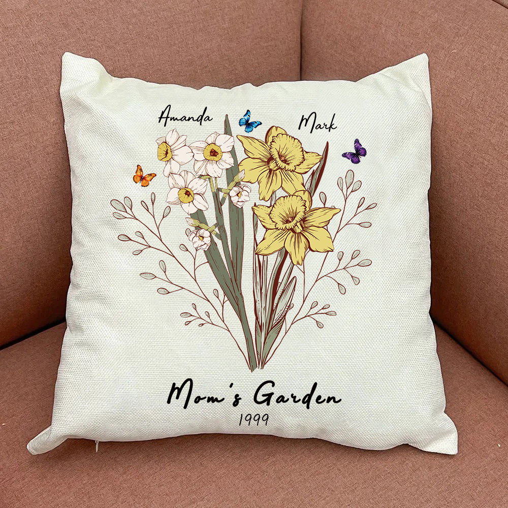 Butterfly Birth Flower Bouquet Customized Pillow Cushion