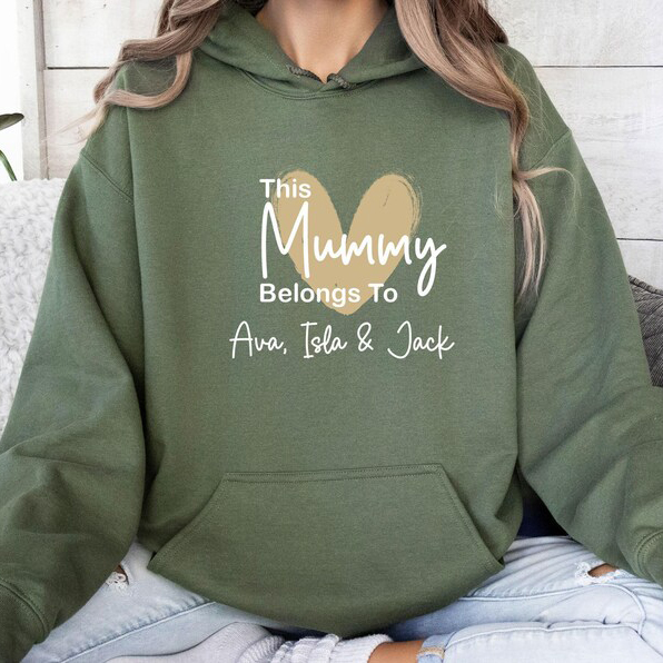 This Mummy Belongs To Custom Kids Names T-shirt Crewneck