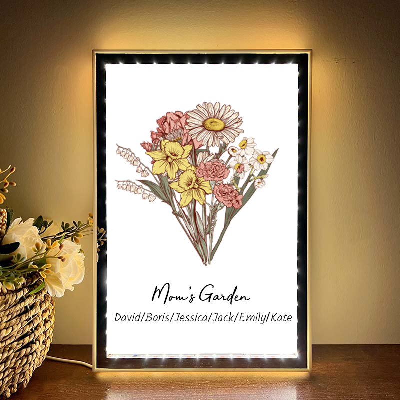 Custom Birth Flower Bouquet - Personalized Mirror Light Box