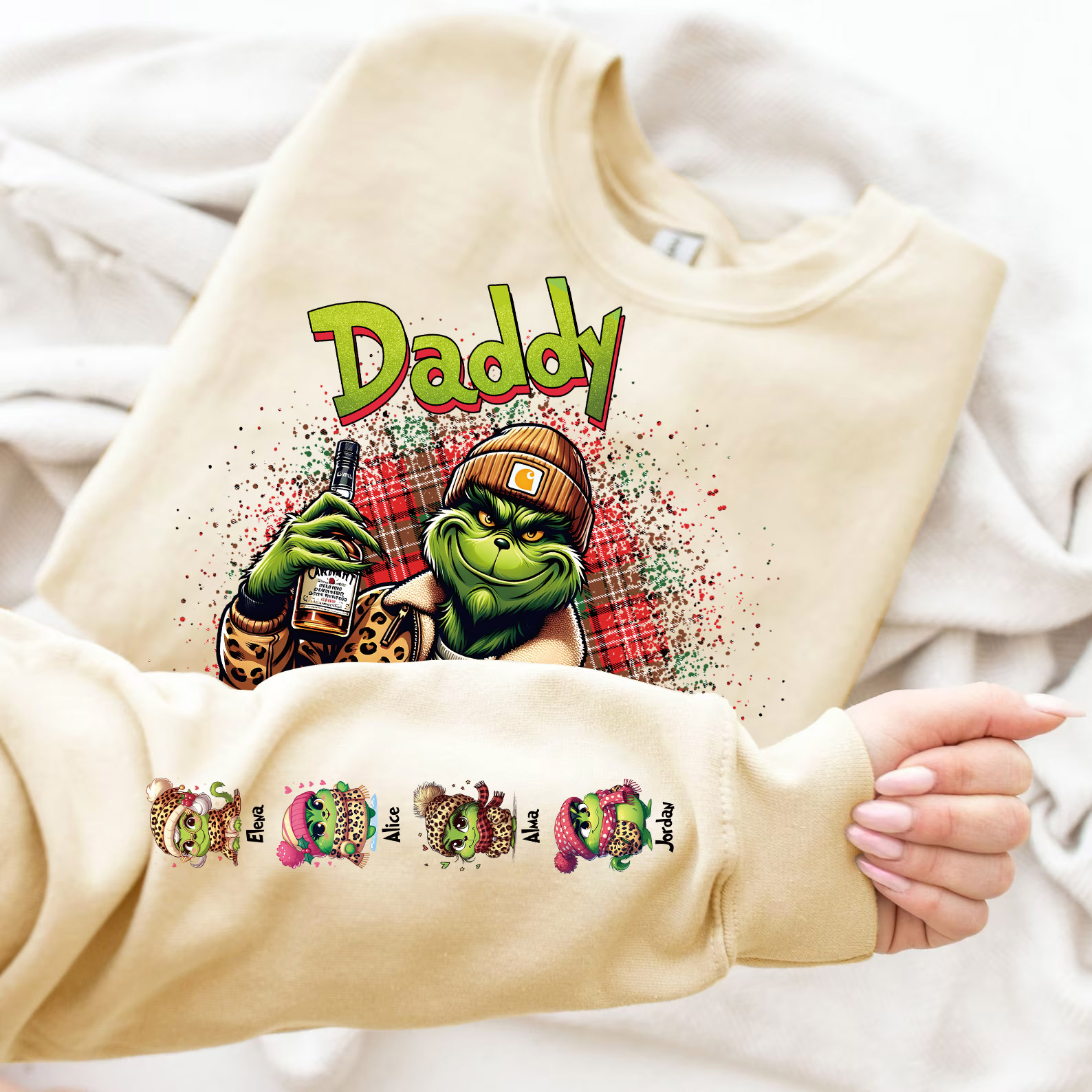 Custom Christmas Mama Daddy With Kids Name Sweatshirt Christmas Day Gift