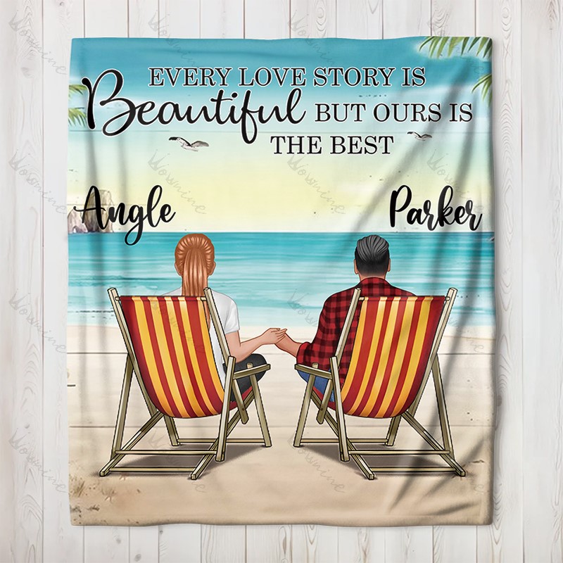 You & Me Beach Love Custom Blanket