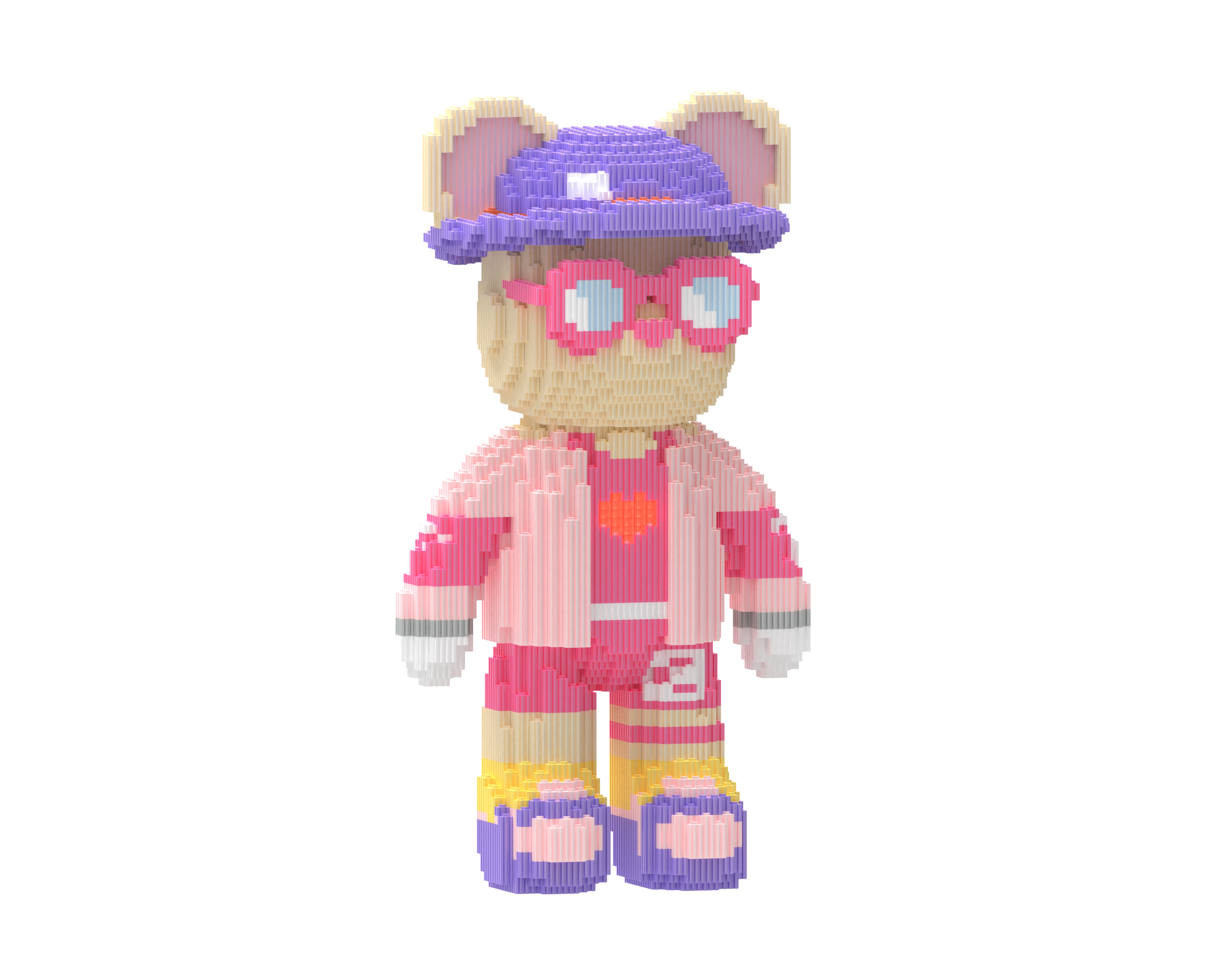 Love Robet Blue Toy Bear Building Blocks Kit